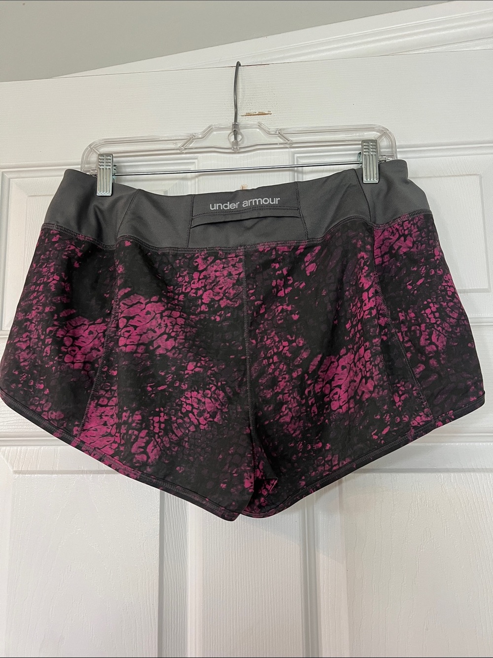 Under Armour Women's Black & Magenta Patterned Athletic Shorts - Picture 3 of 3